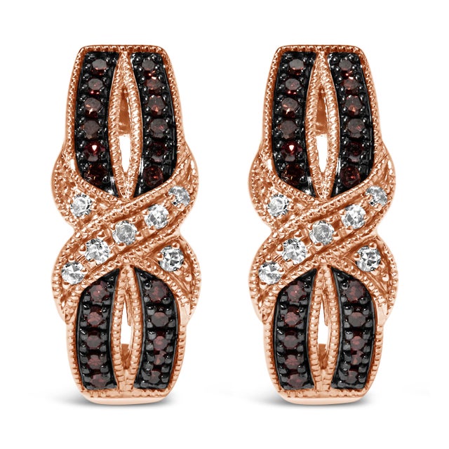 Unveil elegance with these mesmeric 10K rose gold J-Hoop earrings, crafted to perfection with a sophisticated criss-cross...