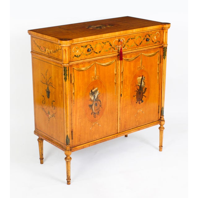 Antique Adam Revival Satinwood Side Cabinets, 1800s, Set of 2 For Sale - Image 3 of 18