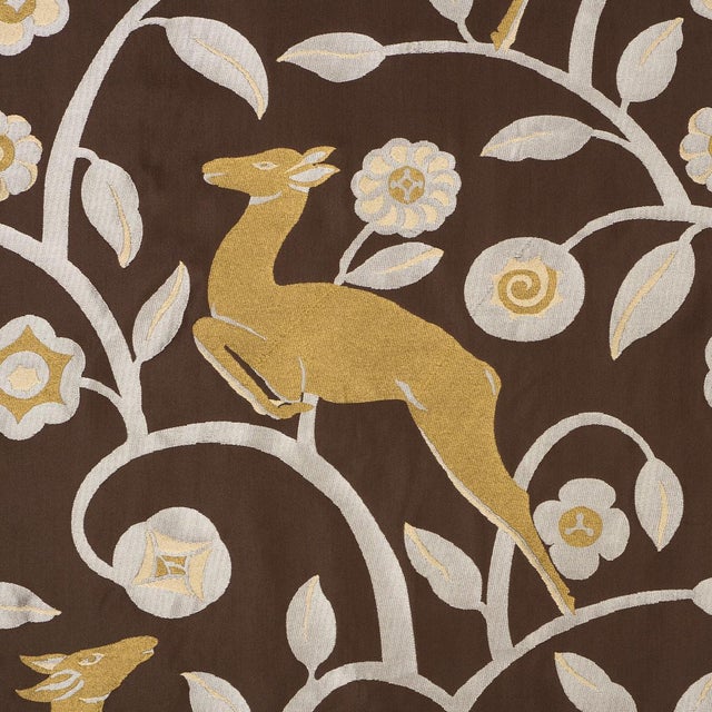 American SAMPLE - Schumacher Les Gazelles Au Bois Fabric In Chocolate For Sale - Image 3 of 4
