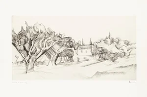 Trees in Grignon - Original Etching on Paper by P. Guastalla - Mid 20th Century Mid 20th Century