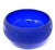 Cobalt Satin Hand-Blown Glass Bowl With Clear Etched Squares | Decorative Glass Bowl For Sale - Image 4 of 12