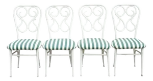 Mid 20th Century Vintage Metal Thonet Bentwood Austrian Style Bistro Dining Chairs - Set of 4