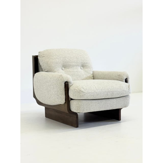 Beautiful Italian vintage armchair from the mid-century period, executed in a distinctive Brutalist design. The armchair...