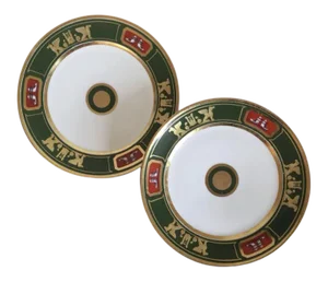 Early 19th Century French Empire Paris Porcelain Neoclassical Dinner Plates by Halley - A Pair