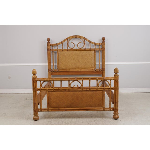 Age: C.2004 Details: Caribbean Design Leather Wrappings Rattan Headboard & Footboard Panel Condition: Excellent Original...