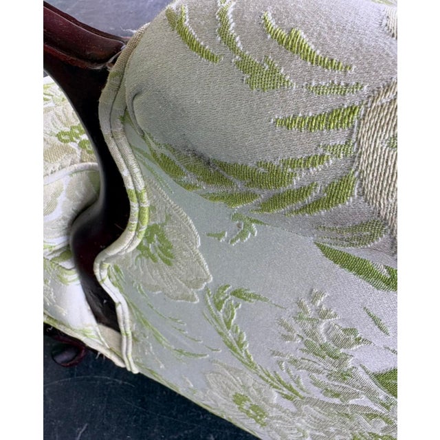 Antique Key Lime Floral Channel Back Sofa For Sale - Image 12 of 15