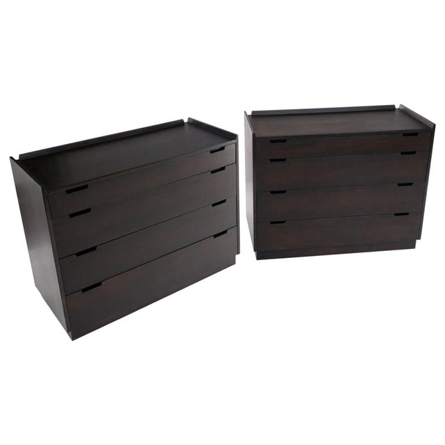 Pair of Ebonized Mahogany 4 Drawers Bachelor Chests w/ Gallery Tops Restored For Sale - Image 13 of 13