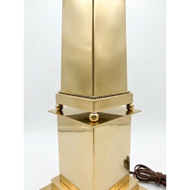 1960s 1960s Warren Kessler Solid Brass Obelisk Table Lamps For Sale - Image 5 of 5