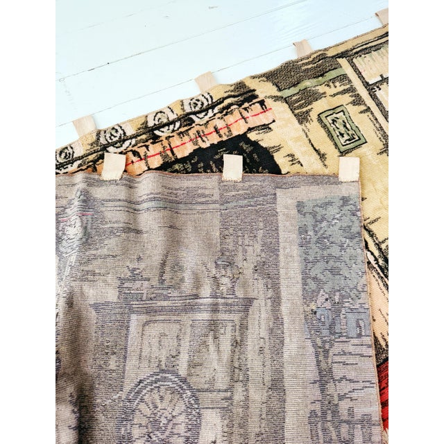 Large Vintage Belgian Jacquard Woven Wall Tapestry, Family Cottage Scene, 70" For Sale In Atlanta - Image 6 of 12
