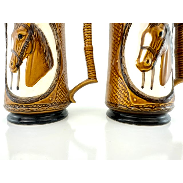 1960s Mid Century Knobler Japan Hand Painted Horse Mugs- Set of 2 For Sale - Image 5 of 11