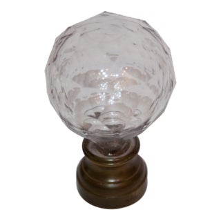 Late 19th Century Clear Glass Newel Post Bronze Stand For Sale