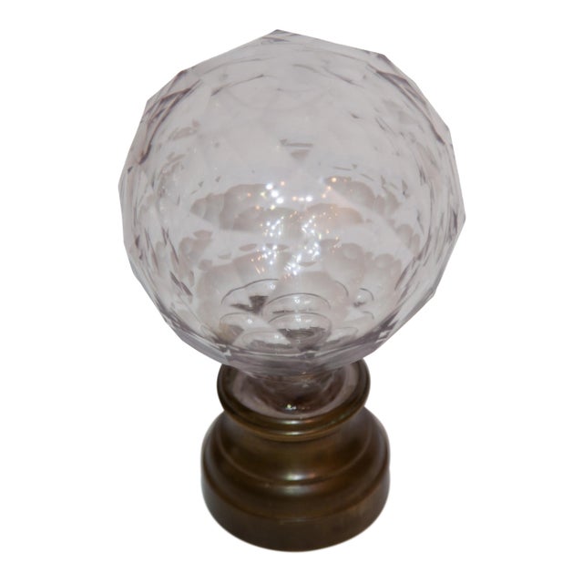 Late 19th Century Clear Glass Newel Post Bronze Stand For Sale