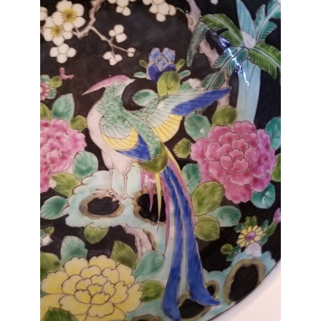 Antique Cloisonne Japanese "Nippon" Hand Painted Enamel Peacock Floral Bowl Marked For Sale - Image 4 of 6