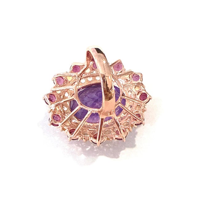 Gemstone Bochic "Orient" Vintage Amethyst & Multi Gem Cocktail Ring Set 18K Gold & Silver For Sale - Image 7 of 18