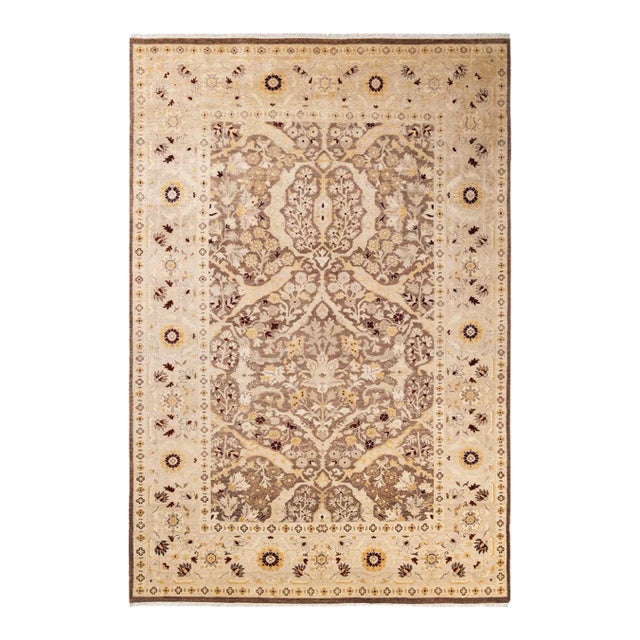 Vintage Traditional Hand Knotted Wool Area Rug, Brown - 5'10" X 8'9" For Sale