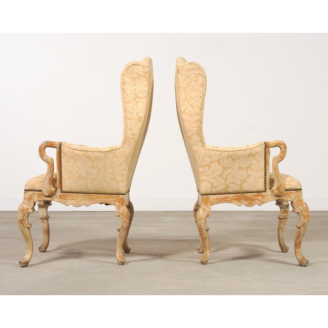 Pair of Country French Provincial Wingback Bergère Armchairs For Sale - Image 4 of 18
