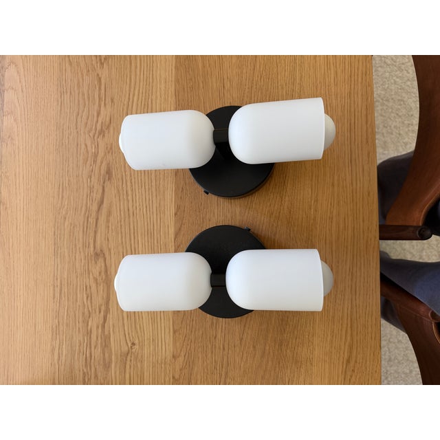"In Common With" Glass Up Down Wall Sconces in Black - a Pair For Sale In San Francisco - Image 6 of 7