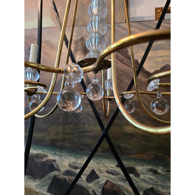 Gold Mid Century Modern Designer Italian Chandelier 1950's For Sale - Image 8 of 14