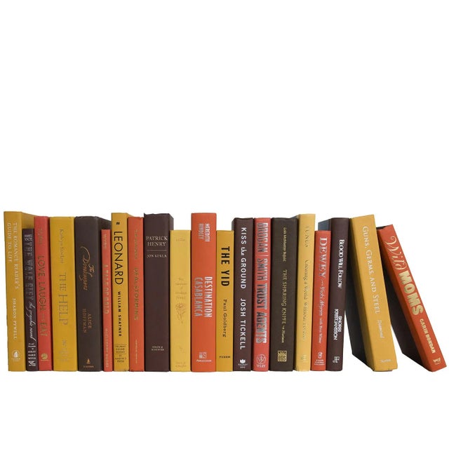 Transitional Decorative Books - Harvest Books - Yellow and Brown Books By The Foot For Sale - Image 3 of 3