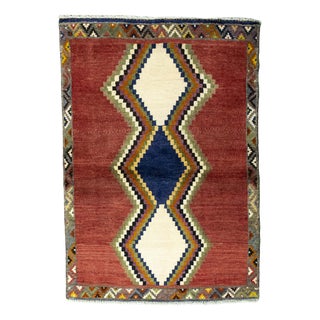 Hand-Knotted Gabbeh Rug with Geometric Medallion For Sale