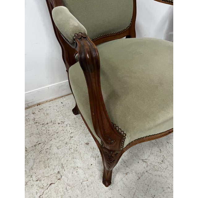 Louis XV Style Armchairs in Walnut, Set of 2 For Sale - Image 12 of 14