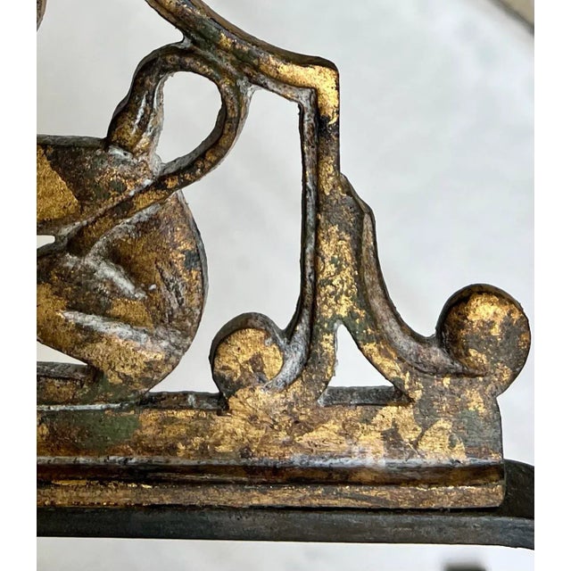 Dennis & Leen Vintage Oscar Bach Style Newly Painted and Hand Gilt Iron X Base Bench/Stool For Sale - Image 4 of 11