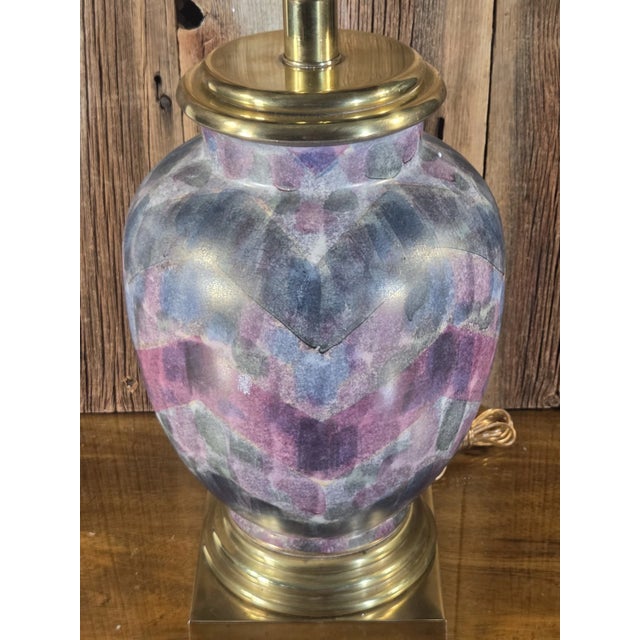 Vintage Frederick Cooper Chevron Ginger Jar Table Lamp For Sale - Image 10 of 11