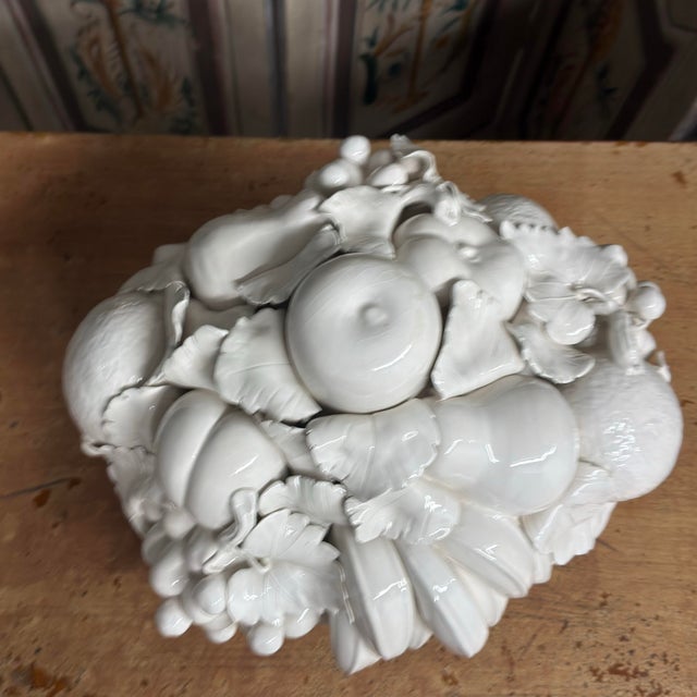 1970s Italian Hollywood Regency Blanc De Chine Trompe L’Oeil Fruit Basket For Sale - Image 10 of 12