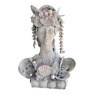 Contemporary Female Bust of Undersea Queen Encrusted in Seashells For Sale