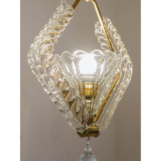 Gold Art Deco Murano Glass Pendant attributed to Ercole Barovier for Barovier& Toso, 1930s For Sale - Image 8 of 15