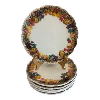 Vintage Lefton Majolica Style Fruit Border Dinner Plates, Set of 6 For Sale