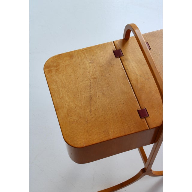 Brown Beechwood and Leather Sewing Box attributed to Søren Hansen for Fritz Hansen, Denmark, 1933 For Sale - Image 8 of 18