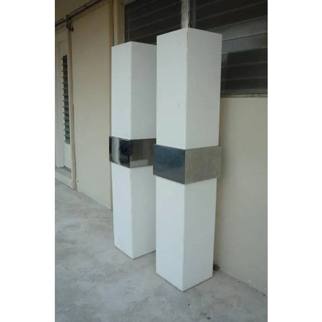 Mid-Century Modern 1970's Space Age Alien Skyscraper Lucite and Chrome Floor Lamps - a Pair For Sale - Image 3 of 10