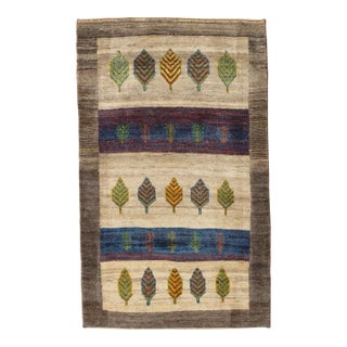 Vintage Hand-Knotted Persian Gabbeh Rug 2'8" X 4'5" For Sale