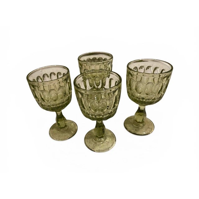 1960s 1960s Mid-Century Modern Fenton Colonial Green Glass Pitcher With Assorted Stem Ware - 15 pcs For Sale - Image 5 of 5