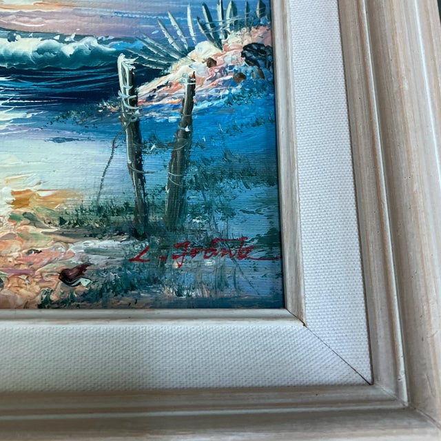 1970’s Vintage Impressionist Florida Beach Scene Seascape Paintings Original Frames Signed - Set of 2 For Sale In Philadelphia - Image 6 of 6