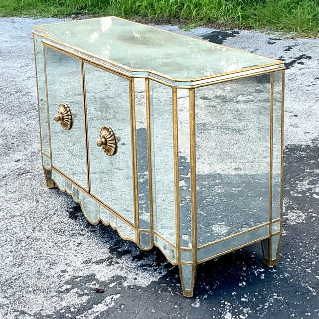 Silver Vintage Regency Mirrored “Regina” Cabinet After Michael Taylor For Sale - Image 8 of 12