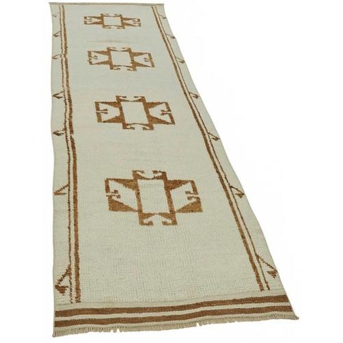 Textile Beige Bohemian Runner Rug For Sale - Image 7 of 7