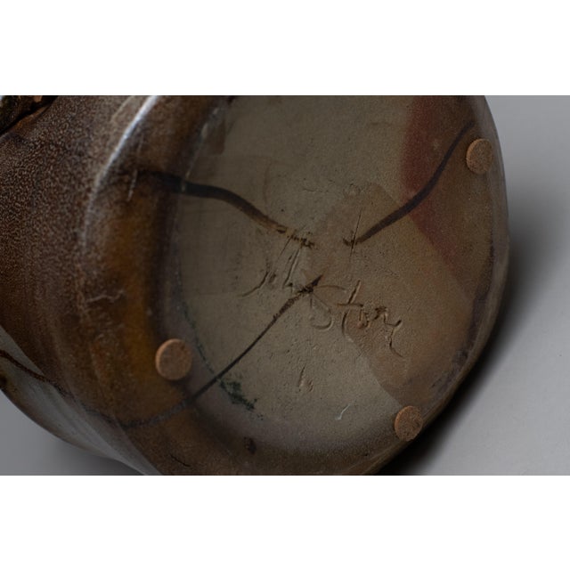 Wood Lidded Stoneware Vessel by Sandra Johnstone, Mid-Century Modern, 1970s For Sale - Image 7 of 8