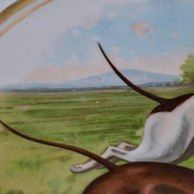 Antique 10" r.k. Beck Sporting Hound Porcelain Cabinet Plate - Circa 1910 For Sale - Image 4 of 12