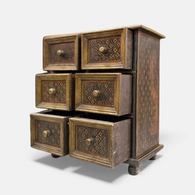 Mini Mid-20th Century Folk Art Hand-Painted Chest of Drawers For Sale - Image 5 of 10