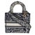 Christian Dior Navy Canvas Toile De Jouy Embroidered Medium Lady D-Lite For Sale - Image 4 of 9