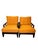Transitional Bernhardt Pair of Lounge Chairs and Ottoman, Dark Wood Frames, Orange Cushions For Sale - Image 3 of 6