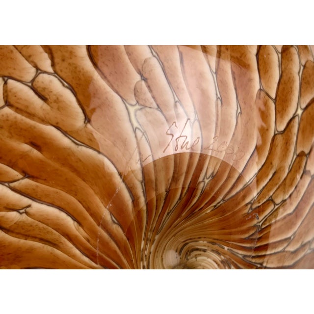 Cohn-Stone Studios Signed Art Glass "Tortoise Shell" Vase - 8" c.2000 For Sale - Image 10 of 10