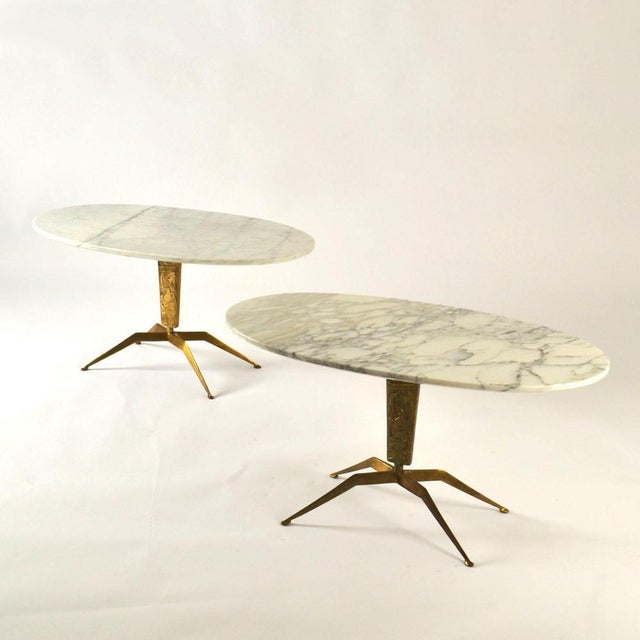 Marble and Bronze Relief Dubè Coffee Tables attributed to Duilio Barnabé for Fontana Arte, Italy, 1955, Set of 2 For Sale - Image 3 of 18