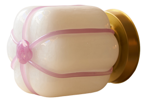 Satin Brass & Sculptural Mouth-Blown Glass Ceiling Light by Zavadski