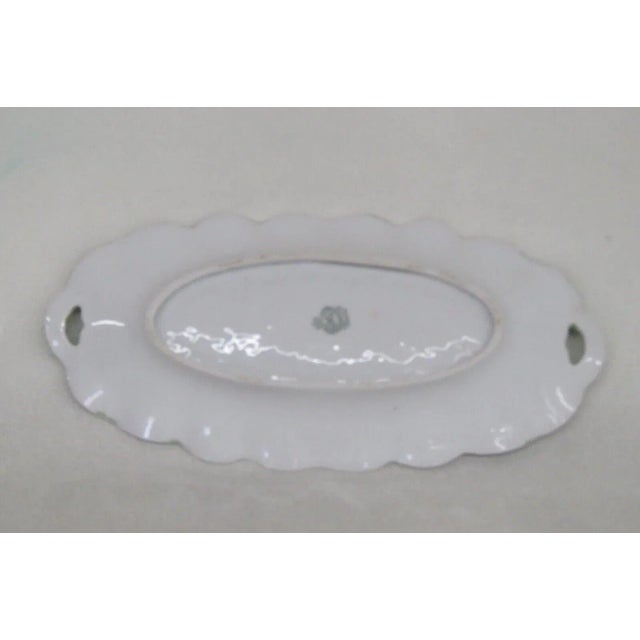 Bavaria Germany Porcelain Floral Pink Roses Serving Tray Dish With Handles For Sale - Image 9 of 13