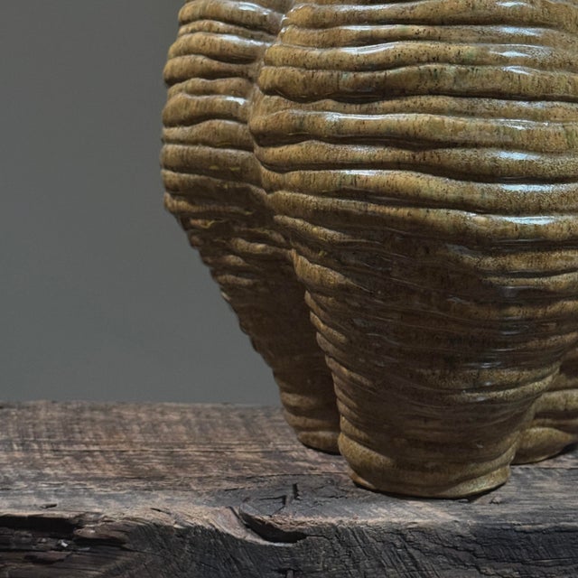 Gray Monumental Surrealist Hand Coiled Glazed Ceramic Vessel For Sale - Image 8 of 11