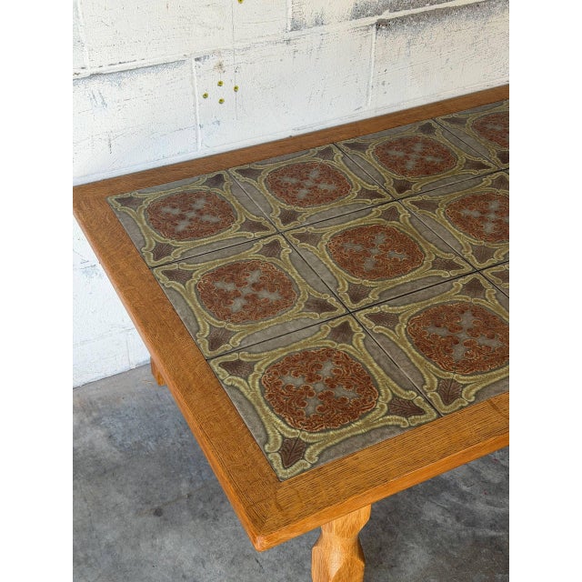 Brown Oak Tiles Coffee Table Danish Mid-Century Modern 1960s For Sale - Image 8 of 12