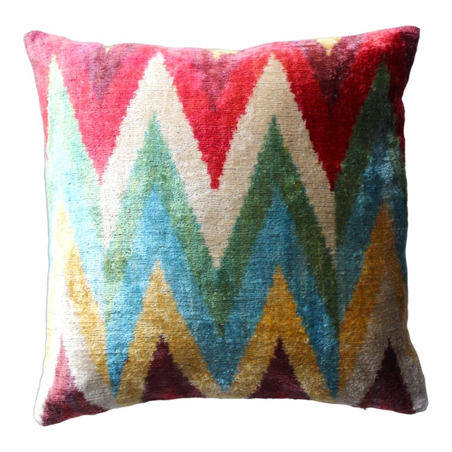 Contemporary Bohemian Multi Color Hand Knotted Pillow For Sale